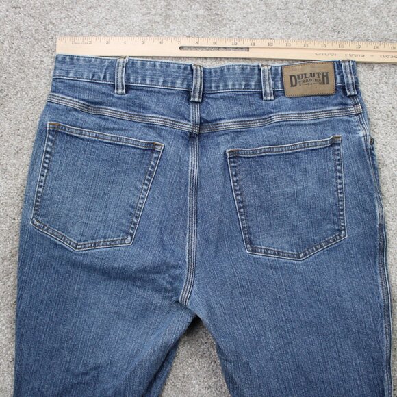 Duluth Jeans Mens 36x28 Blue DuluthFlex Ballroom Relaxed Fit Stretch Denim - Picture 7 of 13